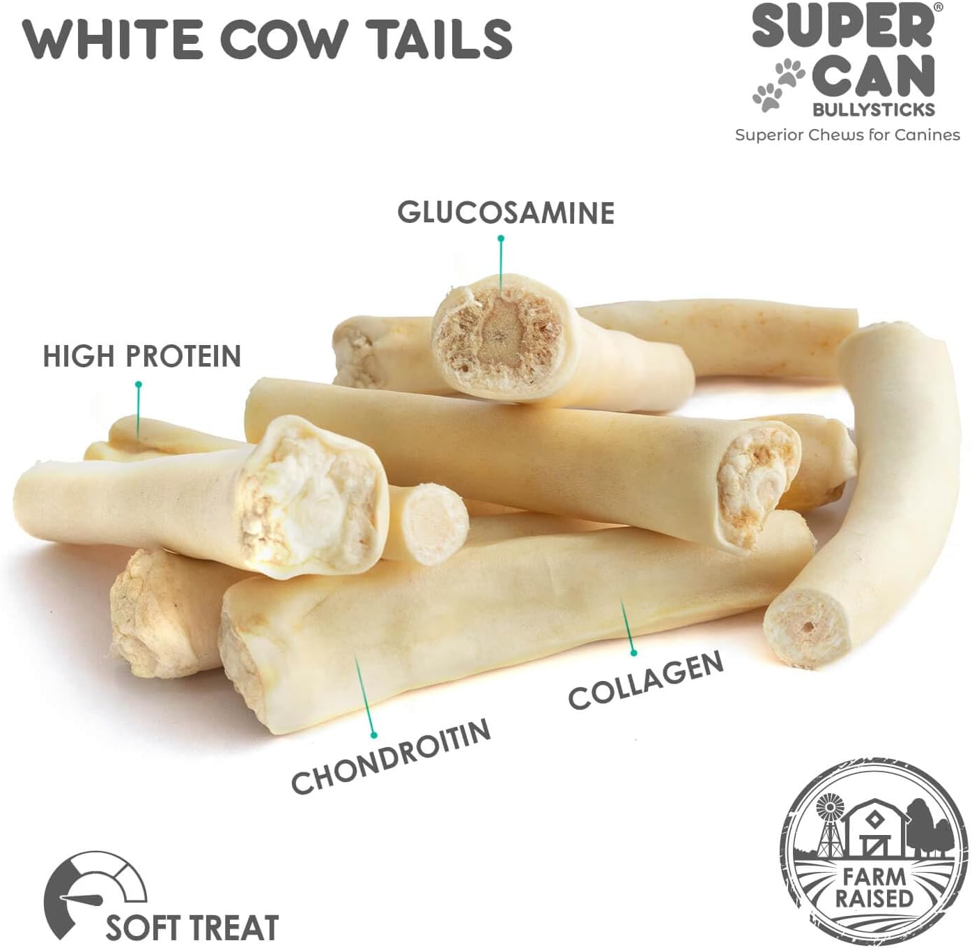 6" Cow Tails for Dogs (15 pcs)