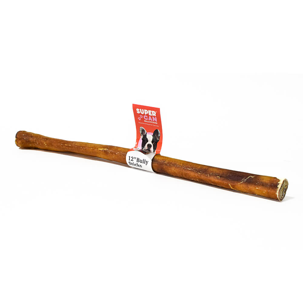 12 inch jumbo bully sticks odor free grass fed SuperCan