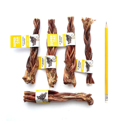 braided pork pizzle chews 50 pack bulk long lasting digestible dog treat