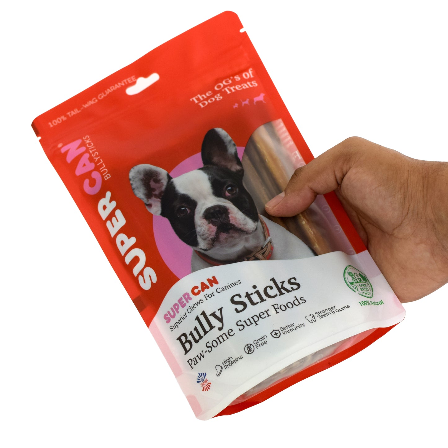 6" Standard Bully Sticks | Odor-Free, Grass-Fed, Long-Lasting Dog Chews