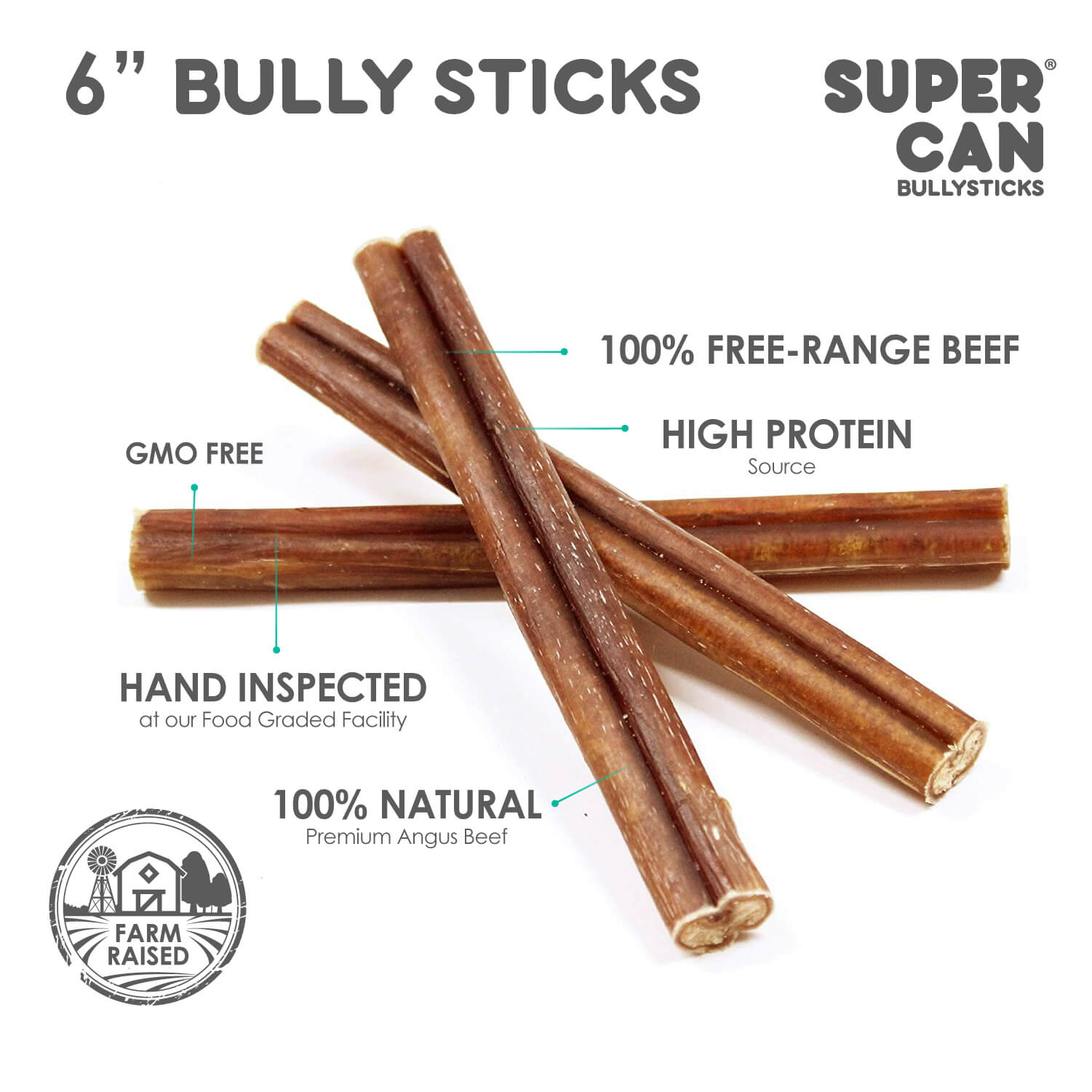 6 Jumbo Bully Sticks 10 Pack