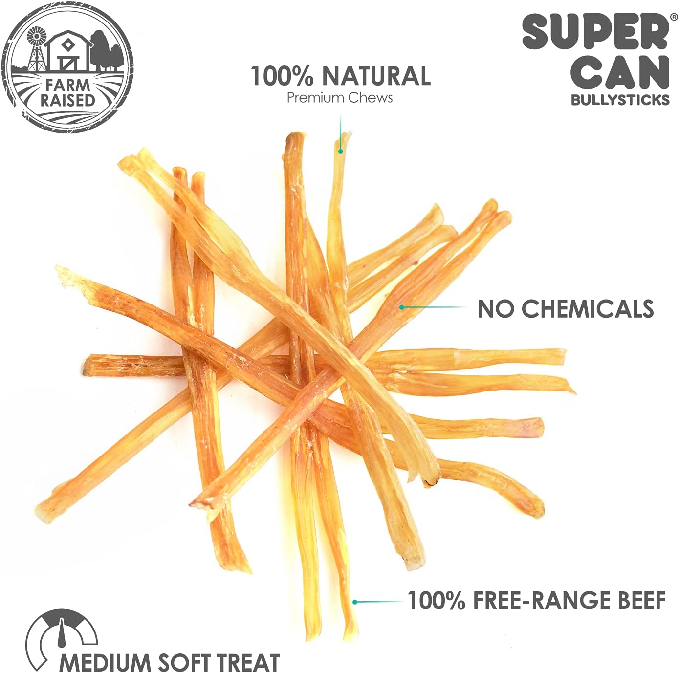 4"-7" Beef Tendon Thick Sticks (8oz-Pack)