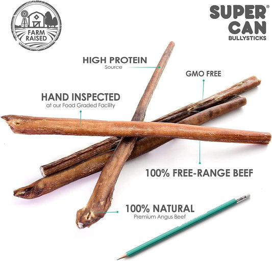 SuperCan standard bully sticks odor free single ingredient dog chew