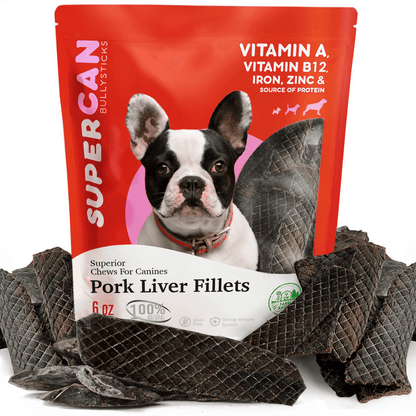 SuperCan Porky Liver Fillets 6oz, natural pork liver dog treats